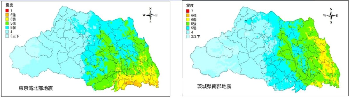 埼玉県の首都直下地震の震度想定